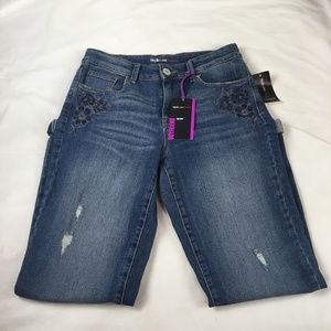 Style & Co. Denim Boyfriend Floral Embellishment 4